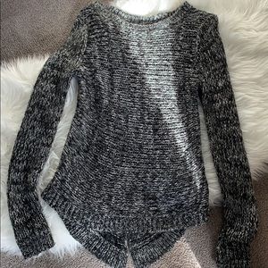Black, silver and grey long sleeve sweater